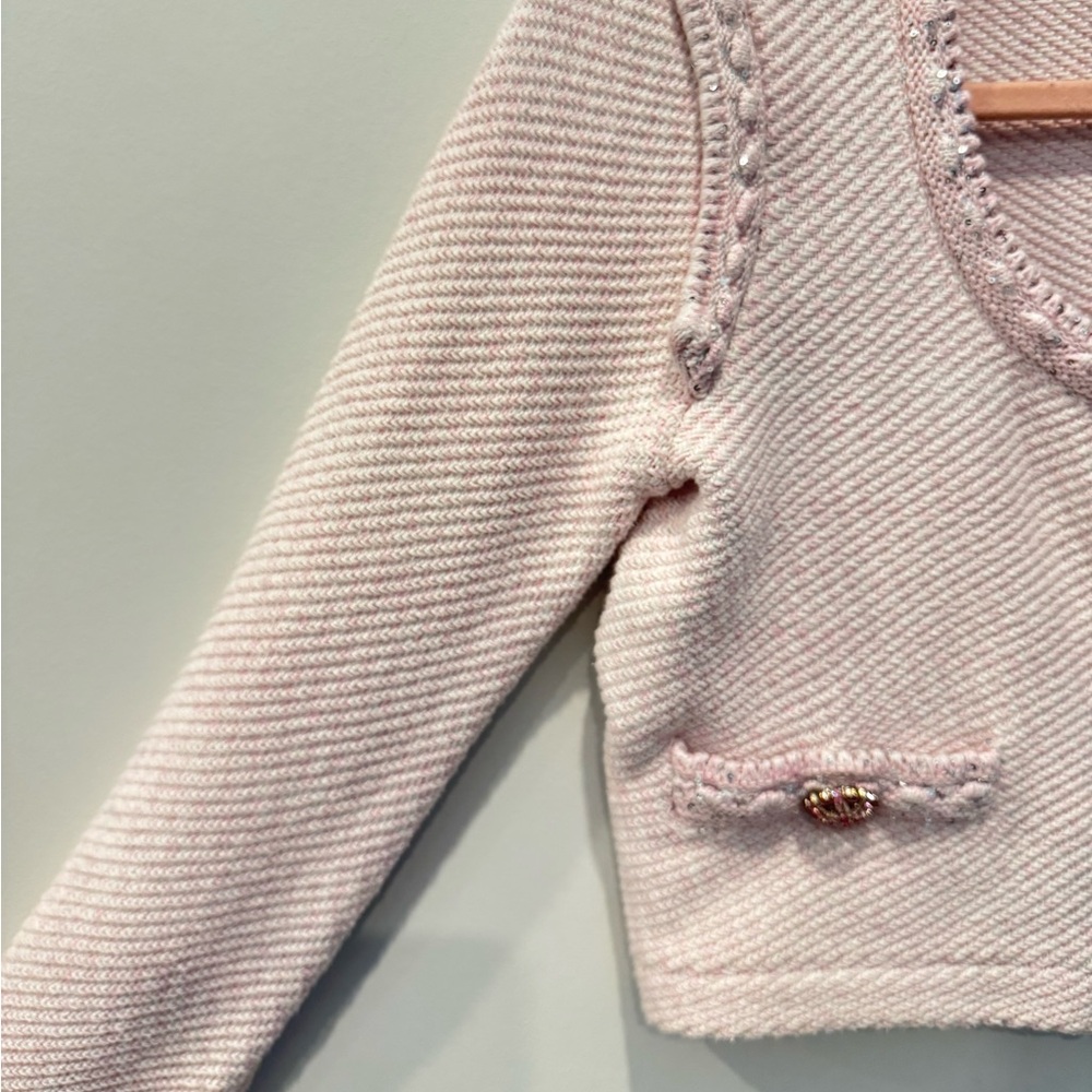 SOLD Self-Portrait Baby Pink Knit Crop Cardigan | XS | Pearl Button Detail - Picture 9 of 11